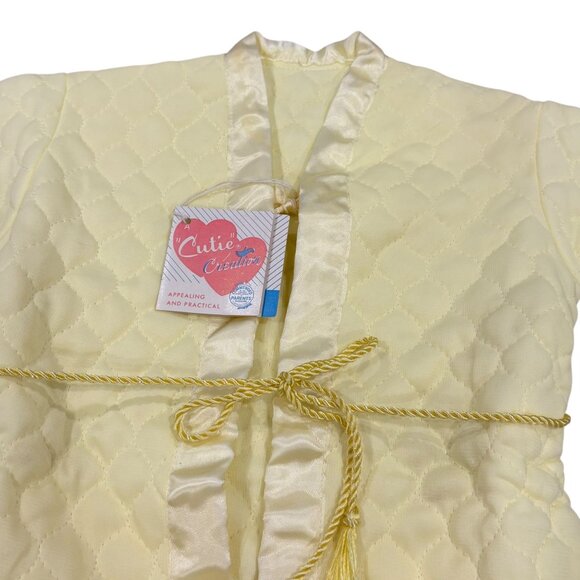 Vintage Baby Quilted Yellow Robe By Cutie Creation NWT - Picture 2 of 4